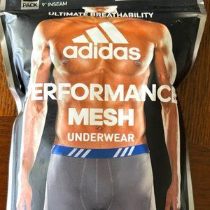 New-Adidas Performance Mesh Underwear 9'' Inseam Midway 2 Pack; Climacool Small